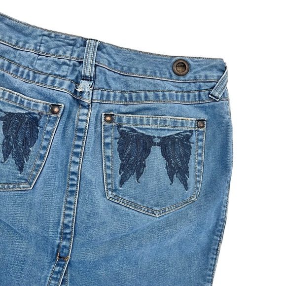 Free People Angel Wing Blue Denim Mini Skirt Size 26 - Picture 3 of 9